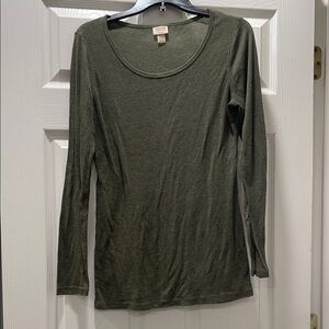 Mossimo Supply Co. Fitted Green Long Sleeve T-Shirt